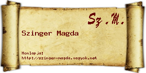 Szinger Magda névjegykártya